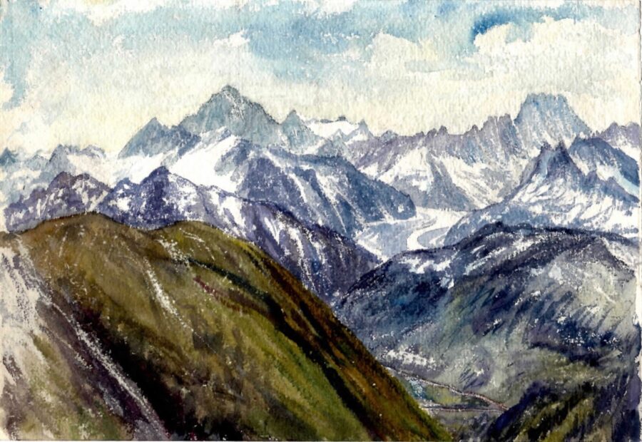 Watercolour: Switzerland – View of the Rhone Glacier from the Gotthard ...
